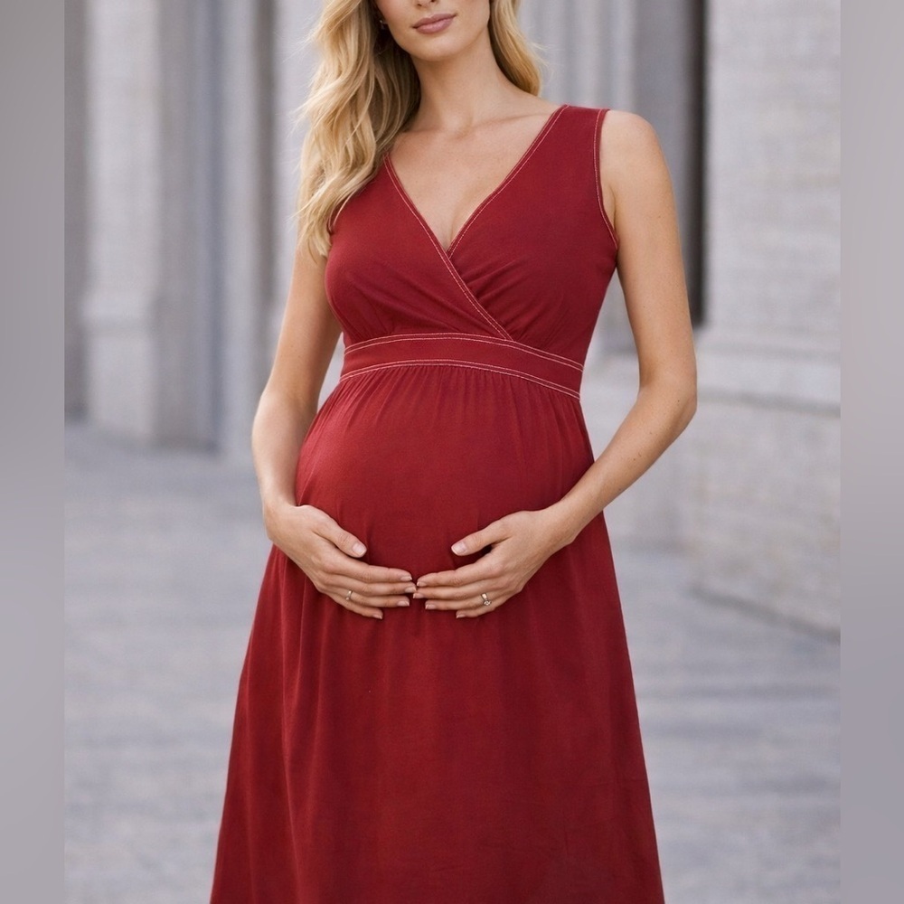 Motherhood Maternity Sleeveless Red Dress (386)